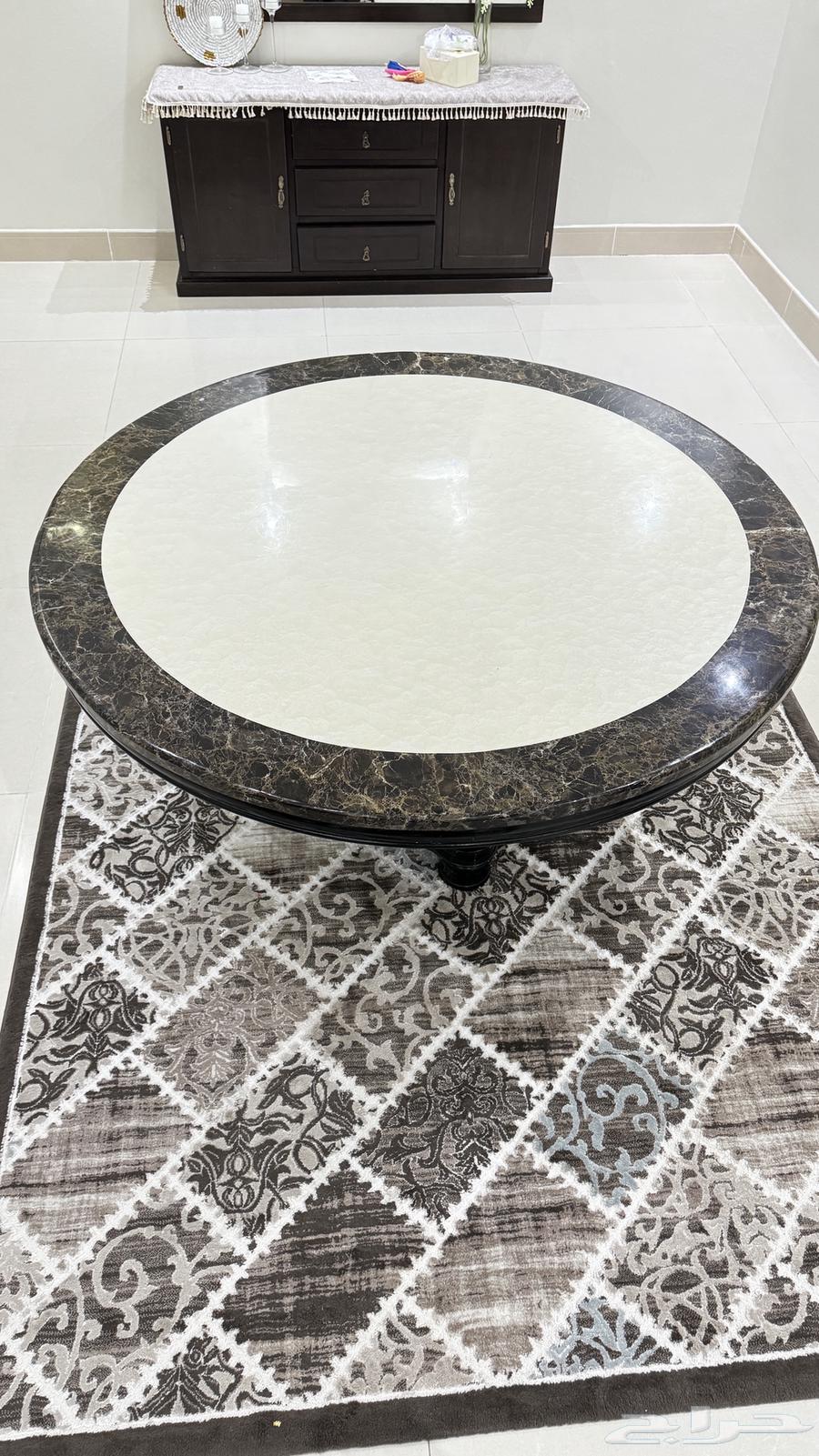 طاولة طعام رخام دائرية للبيع مع طاولة البوفية والكراسي64607010827522110