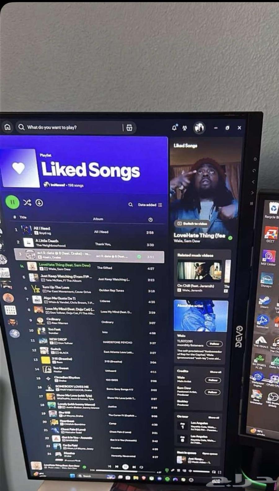 pc 4060ti asus tuf oc 8gb with additional full hd 100hz screen devo64492230265219113