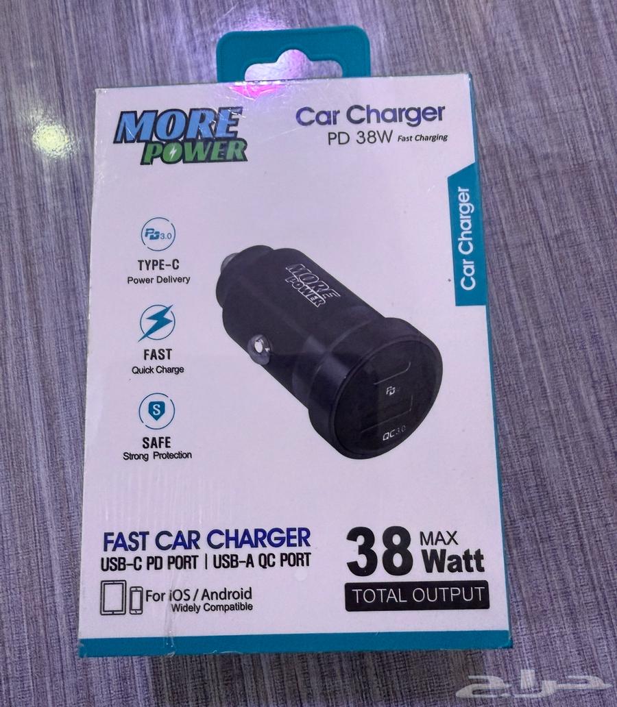 شاحن سيارة 38 واط مدخلين USB . PD مور باور64610157287683110