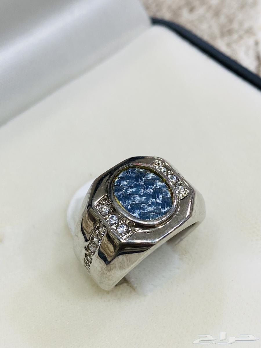 خاتم فضه عيار 925 بفص ازرق سماوي مميز64580582053761110