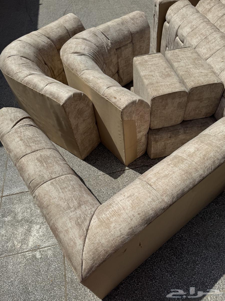 جلسة لونها بيج خلفيتها خشب64609423380483112