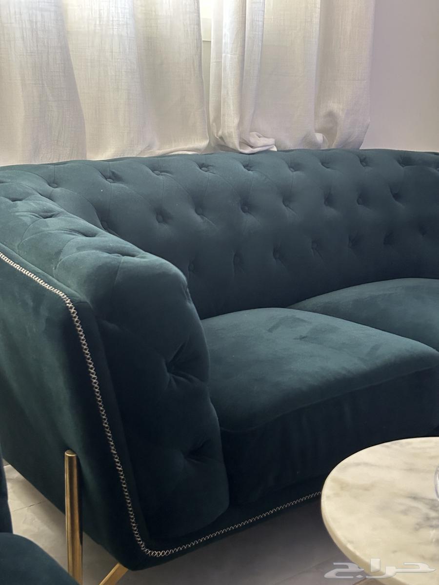 كنب مخمل اخضر قطعتين64609723161986111