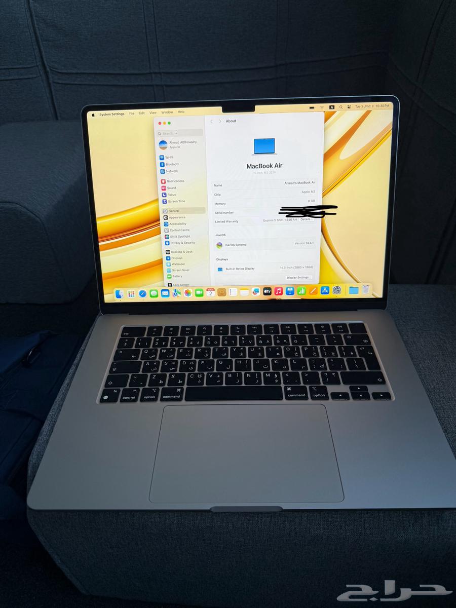 ماك بوك أير معالج M3 حجم 15 بوصة لون ضوء النجوم. تم البيع64608128251651111