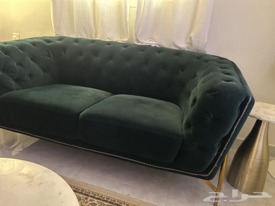 كنب مخمل اخضر قطعتين64609723161986110