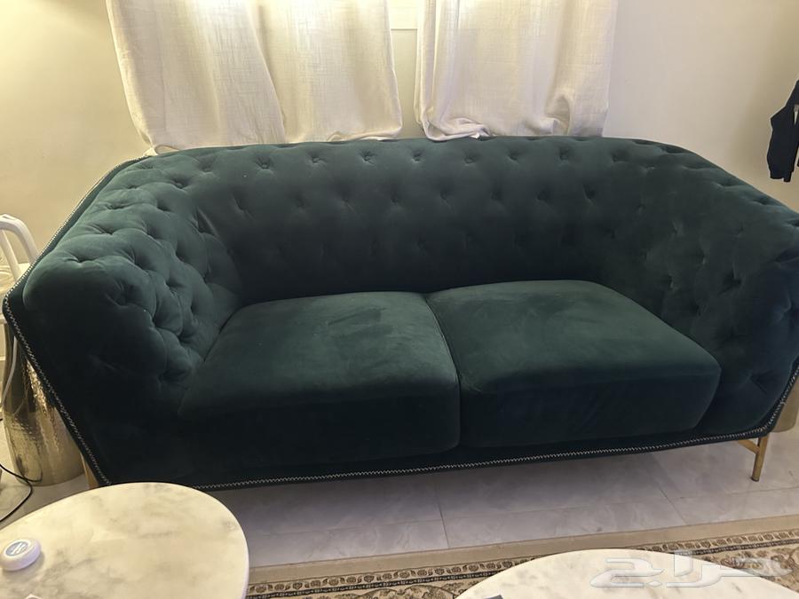 كنب مخمل اخضر قطعتين64609723161986112