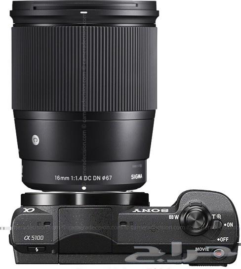 كاميرا بثوث سوني a5100 مع عدسة سيجما 16mm 1.464607221672067110