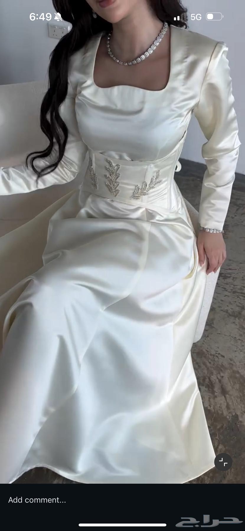 فستان لؤلؤي طويل قماشته دفته (ستان قوي)64613691791363111