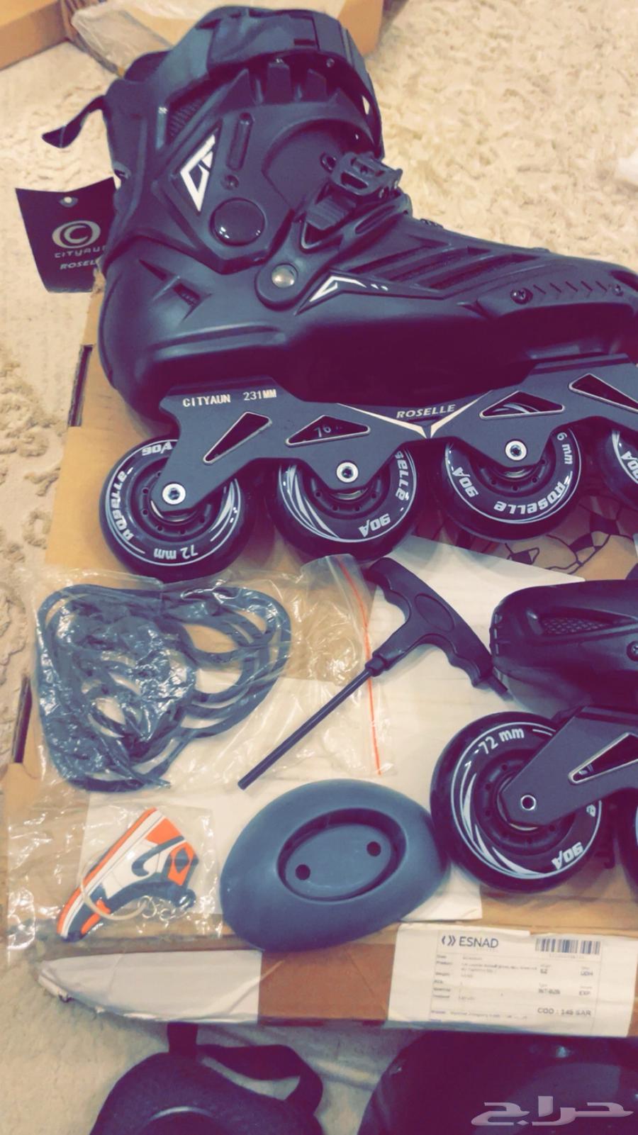 سكيت حذاء تزلج سريع واحترافي مع ادوات السلامة64592600689409111