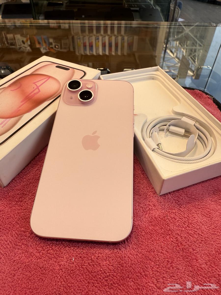 آيفون 15 عادي 128 قيقاء بطارية 100  مع كرتونه وكامل اغراضه64622253431041112