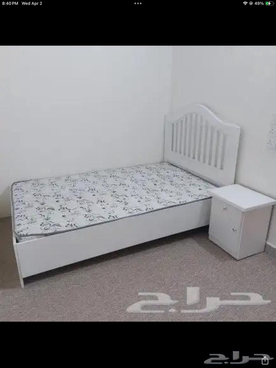سرير خشب نفر نص 120 190 أبيض جديدة64457023103491111