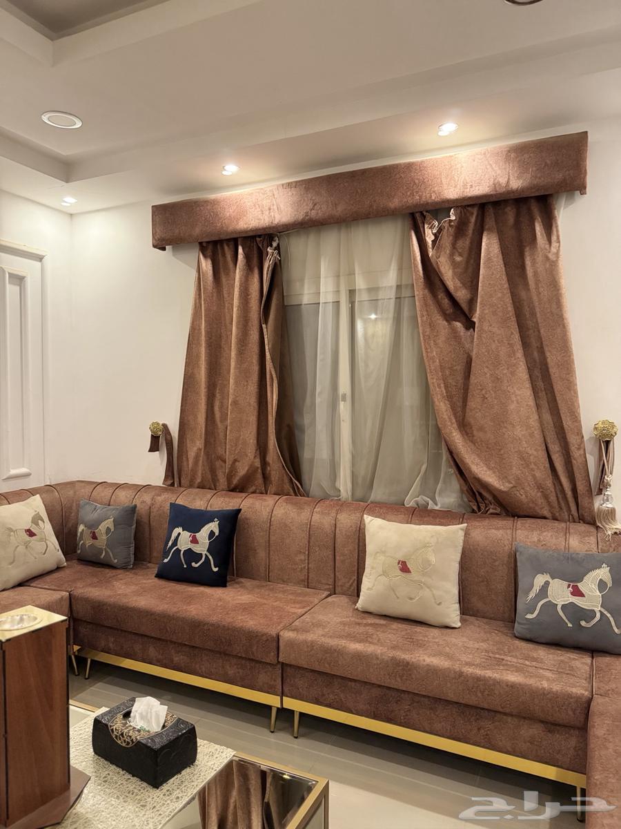 For Sale: Nearly New Sofa with Curtain, Center Table, and Side Tables64622774978947112