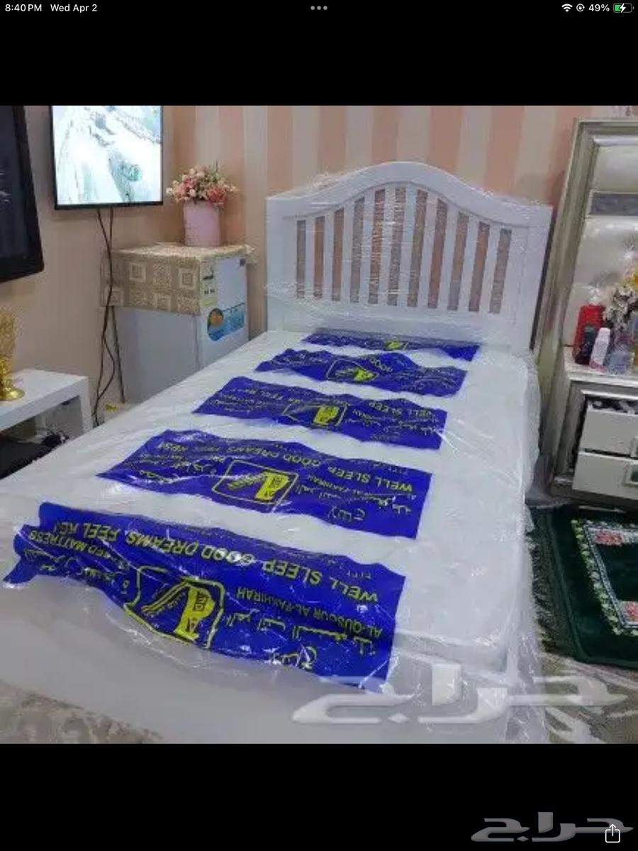سرير خشب نفر نص 120 190 أبيض جديدة64457023103491110