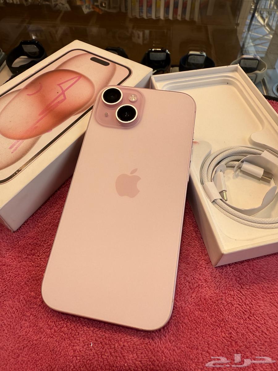 آيفون 15 عادي 128 قيقاء بطارية 100  مع كرتونه وكامل اغراضه64622253431041110