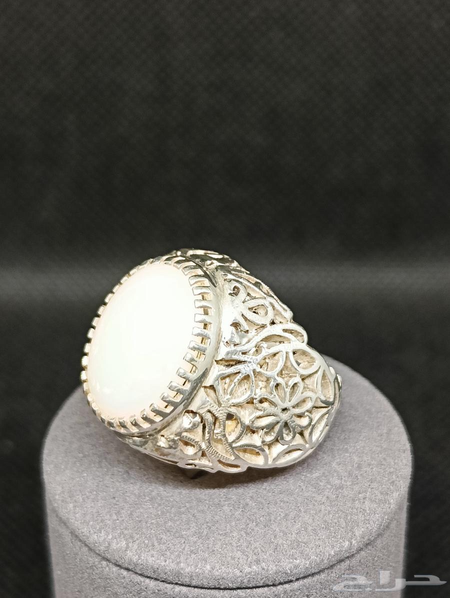 خاتم فضة بحجر اوبال استرالي فل فير64620230142209111