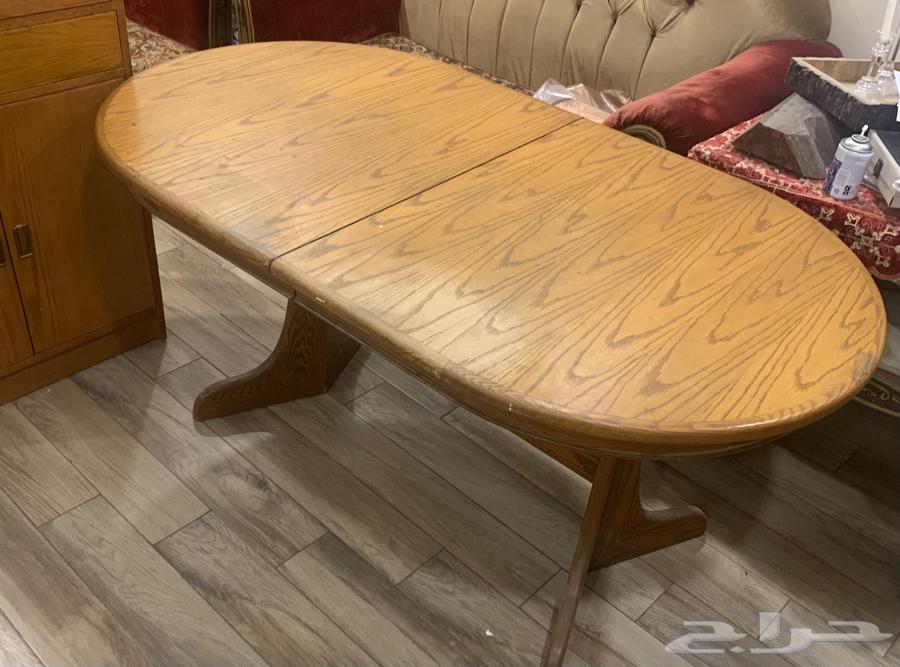 طاولة طعام خشب طبيعي مع البوفيه 200 فقط للجاد64623924431235111