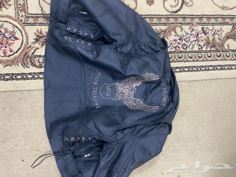 جاكيت رجالي من الجلد بتصميم نسر منقوش ...ذهبي Live To Ride T63616942772866112