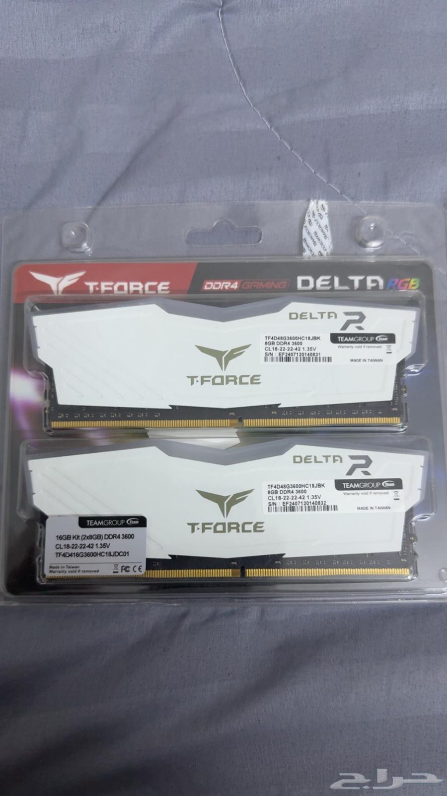 رامات RAM تي فورس دلتا 16 2x8GB لون ابيض جديده ماستخدمته64676148337025114