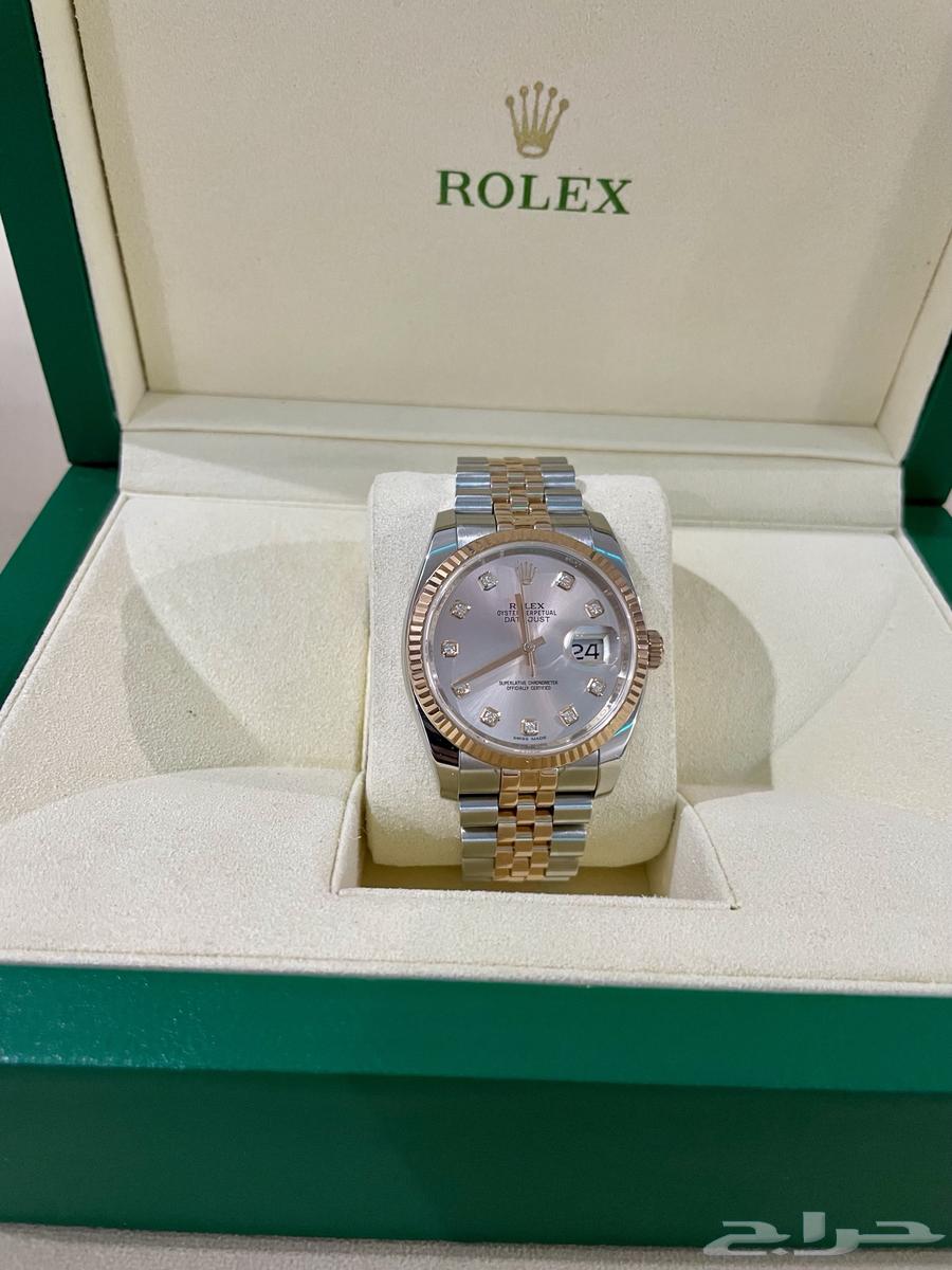 ساعة رولكس ديت جست 36 روز قولد وألماس قفل تاج64675104591491110