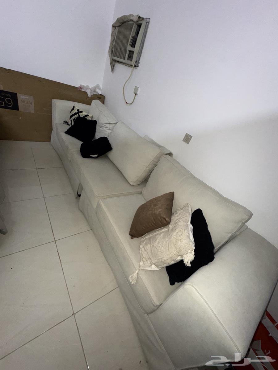 كنب مستعمل حرف L 3 قطع بيج64667336508545114