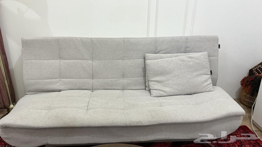 كنبة تتحول الى سرير لو رصاصي فاتح مع مخدتين64681325604225111
