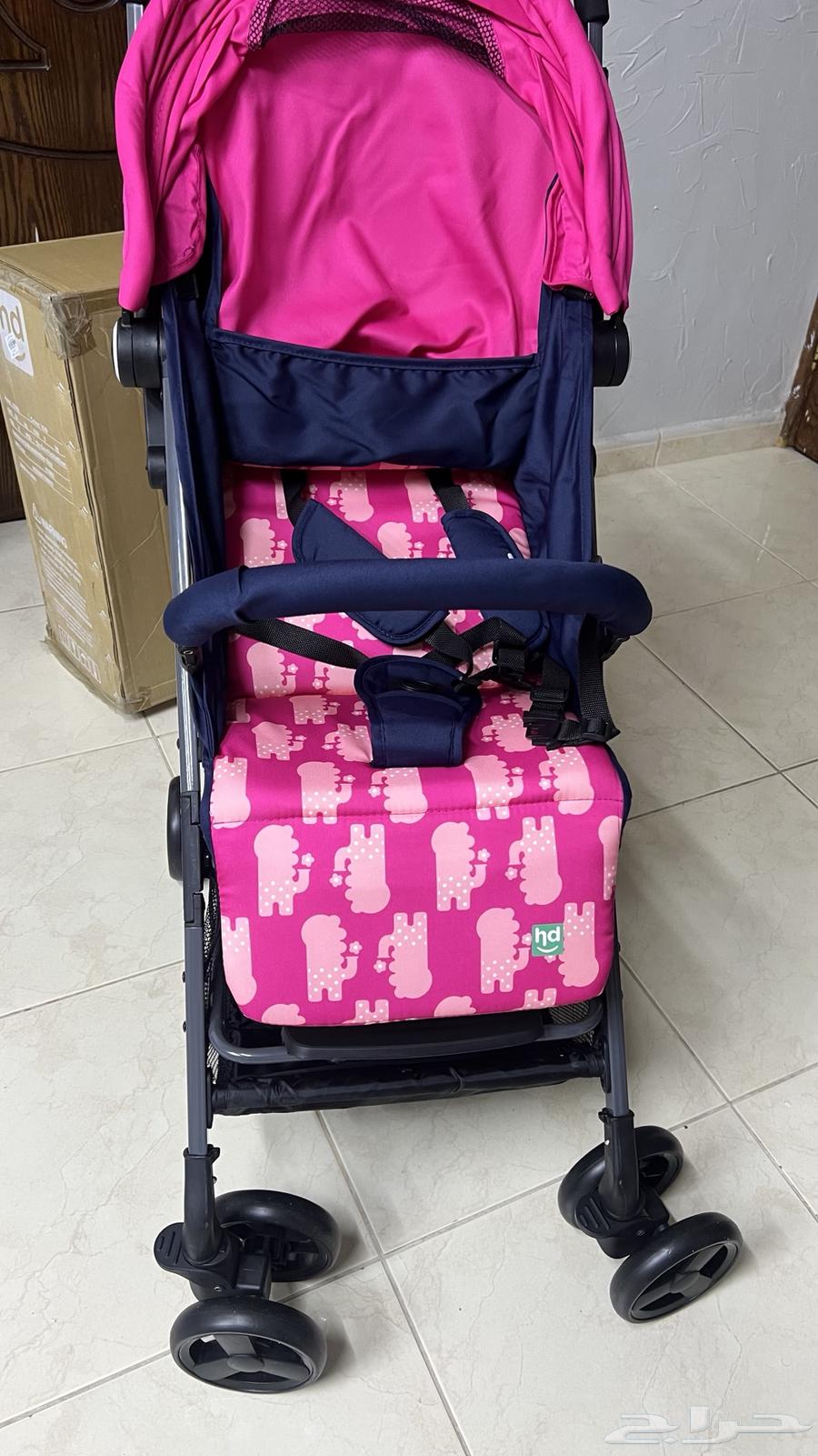 عربة أطفال لون وردي جديده مع كرتونها64500491366275110
