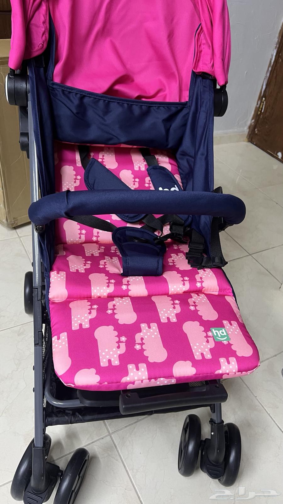 عربة أطفال لون وردي جديده مع كرتونها64500491366275111