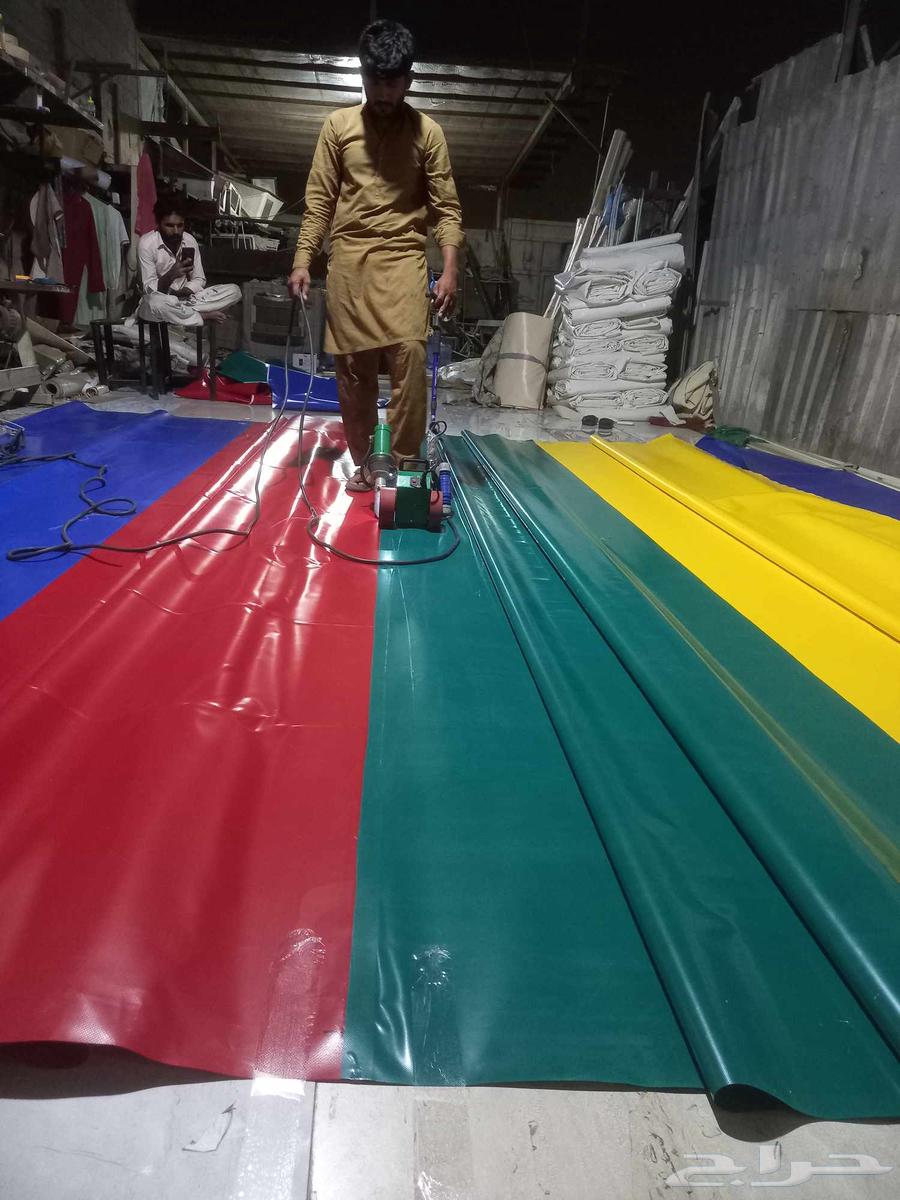 Installation of PVC fabric tent awnings64182044602499113