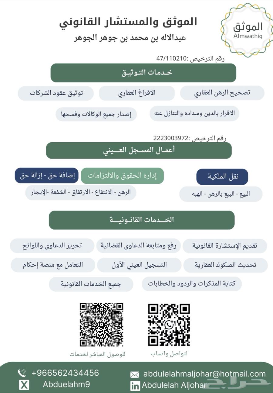 الموثق والمسجل العقاري64190281055107110