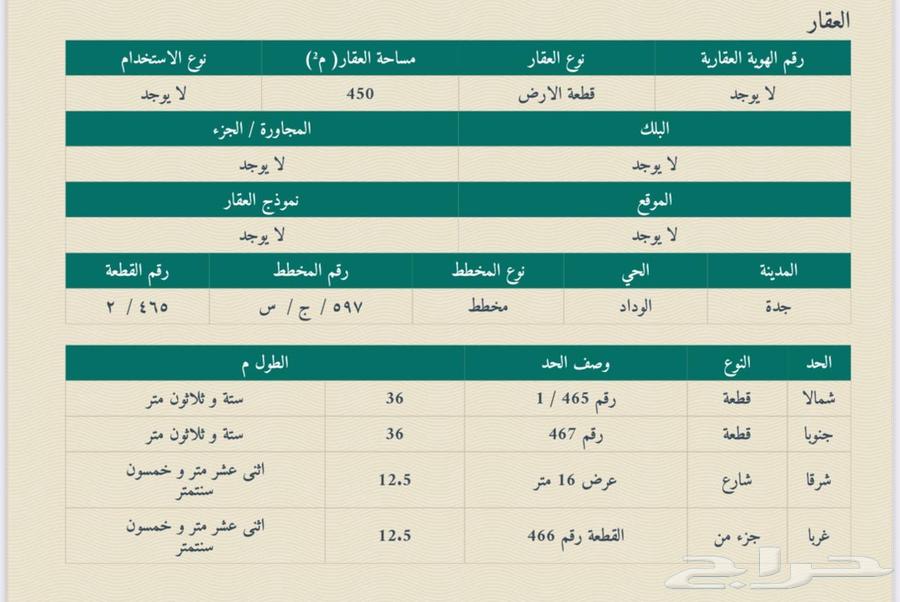 ارض للبيع - حي الوداد 250 الف64159211945218110