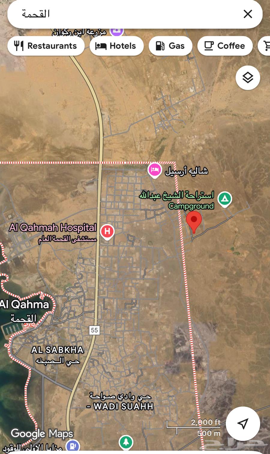 Land with an area of 2040 sqm in Al-Qahmah, overlooking the sea, for long-term rent64207482081282110