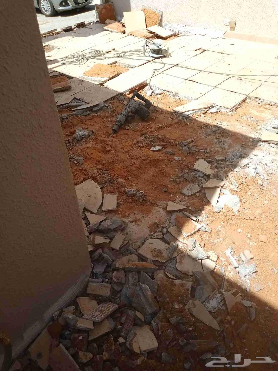 Bathroom and kitchen floor tile breaking workers, room expansion and opening windows64212645523459114