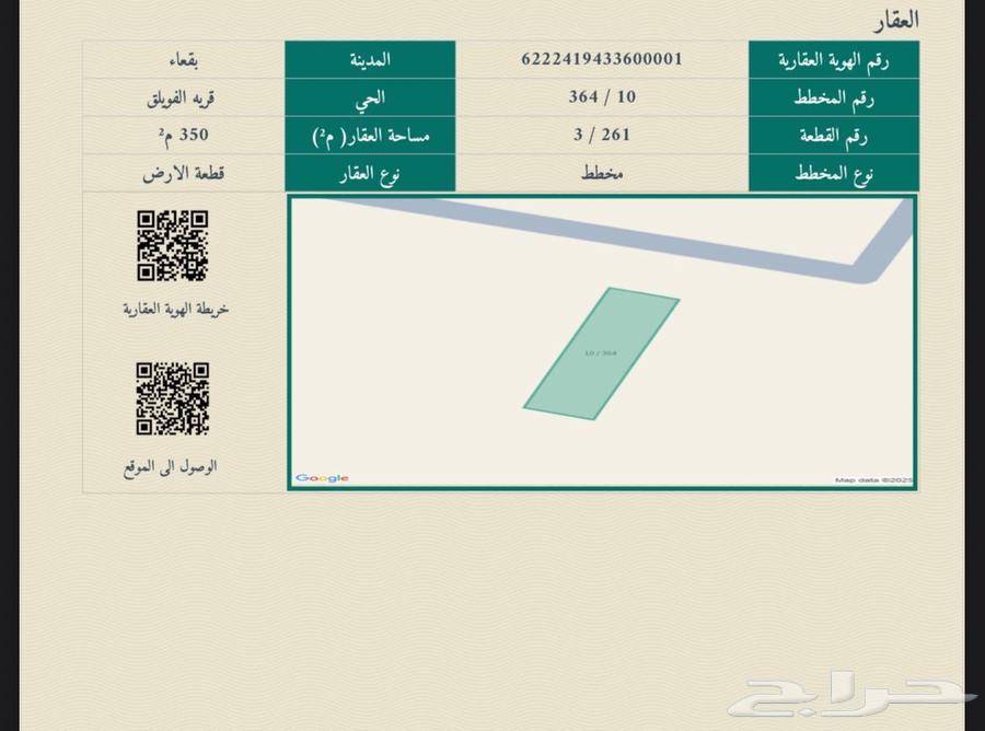 للبيع ارض بمخطط الفويلق بقعاء64216695991425110