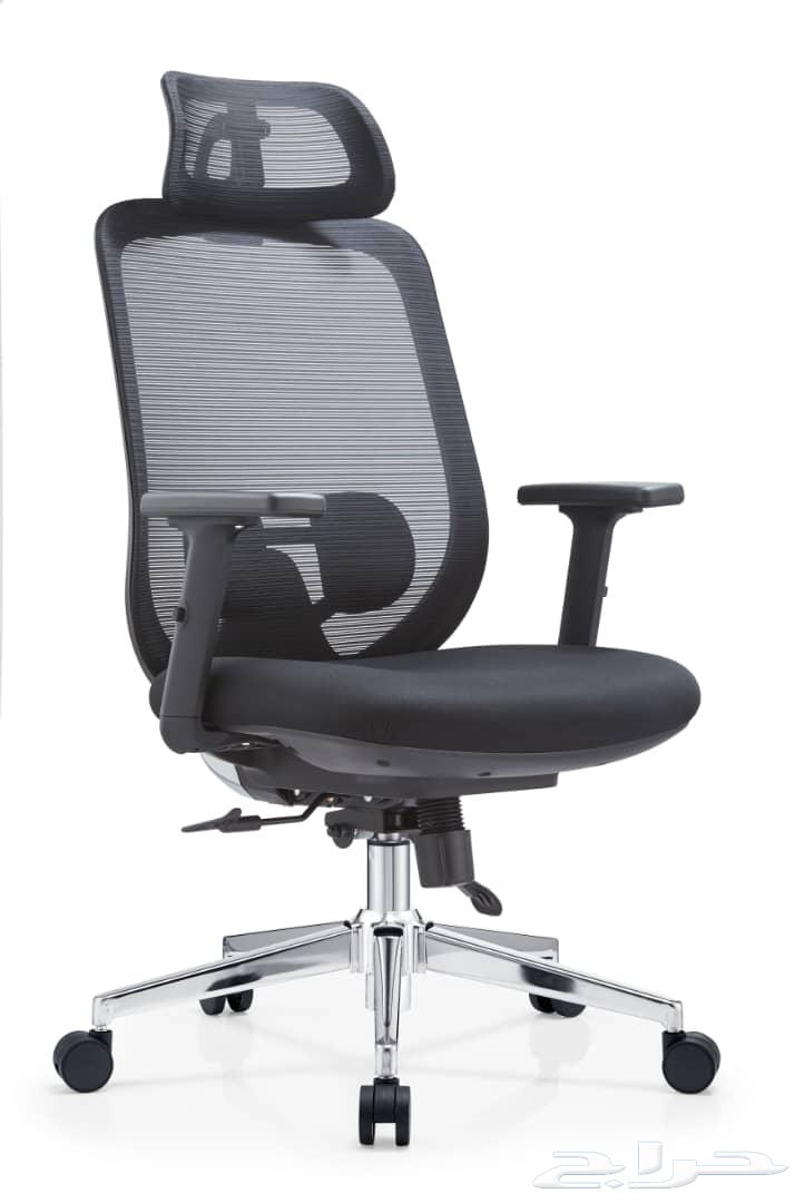 كرسي دوار ظهر عالي شبك لون اسود جديدنا64228636473473111