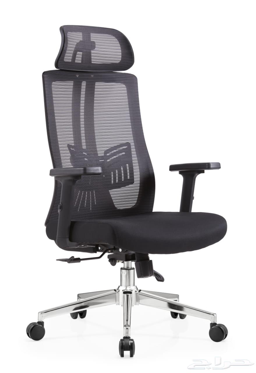 كرسي دوار ظهر عالي شبك لون اسود جديدنا64228636473473114