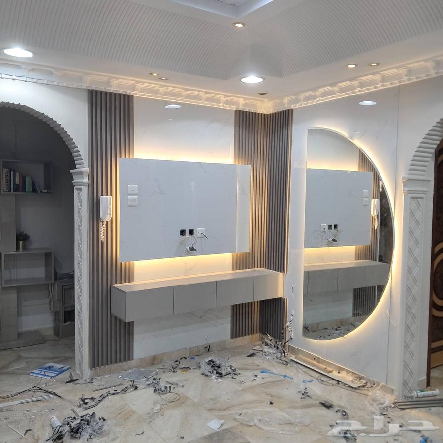 Shepherd installation together with spacers, gypsum board installation, marble alternative installation64240145898755112