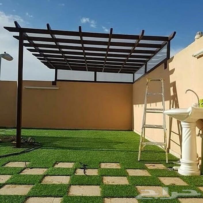 Garden layout for installing awnings and seating covers64241846467075110