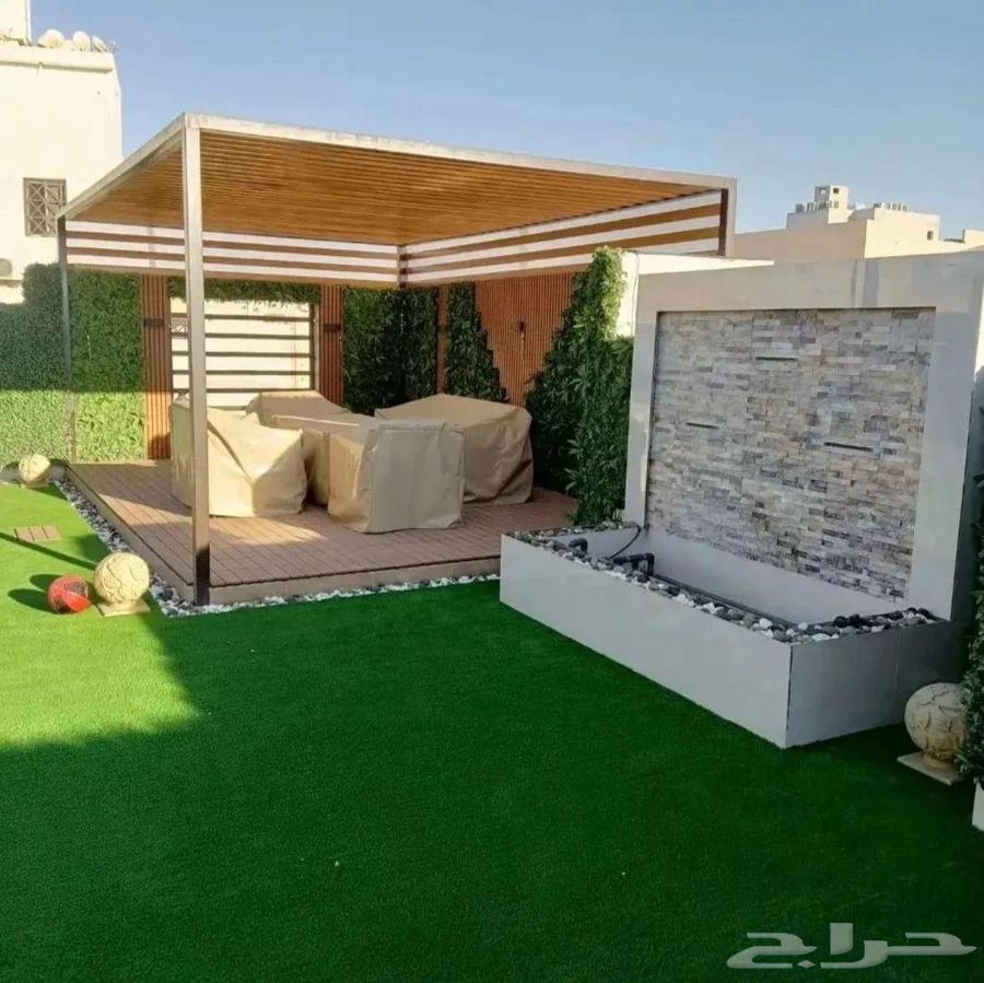 تنسيق حدائق وشلالات نوافير وعشب جداري وعشب ارضي مظلات64176178509441110