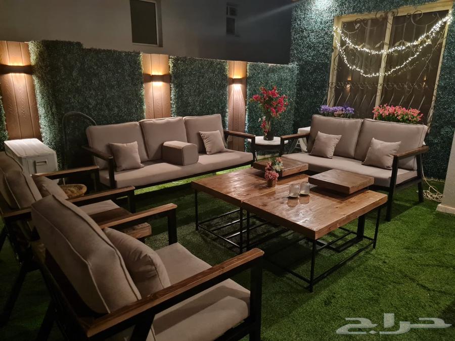 جلسات خارجية جلسة خشب حديد جاهز تفصيل حدايق طقم كامل اطقم64263981714561113