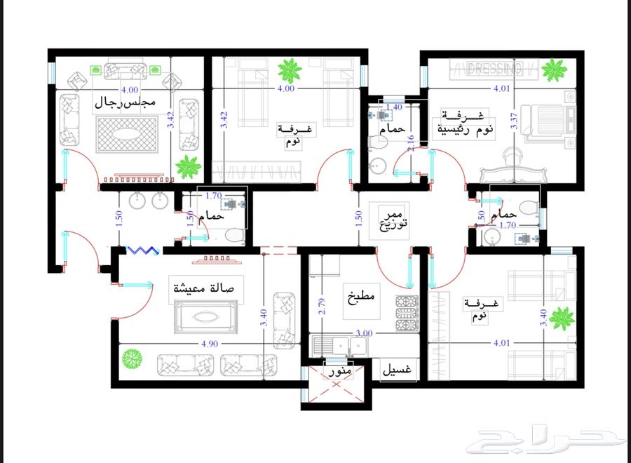 Luxury apartments for sale in the Golden Square, Taha Quraish, double frontage, 4 rooms64360130711683110