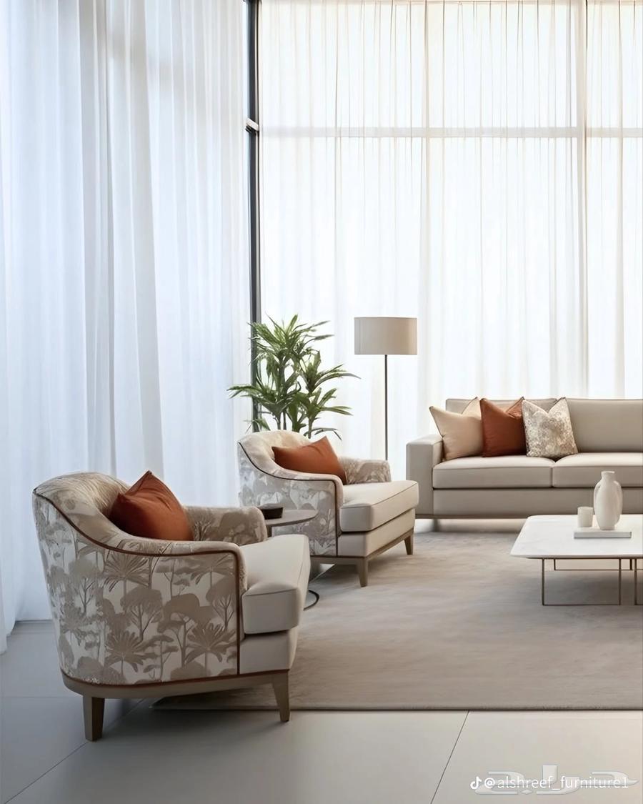 Custom upholstery of sofa section, custom curtains for majlis seating area64459897822851114