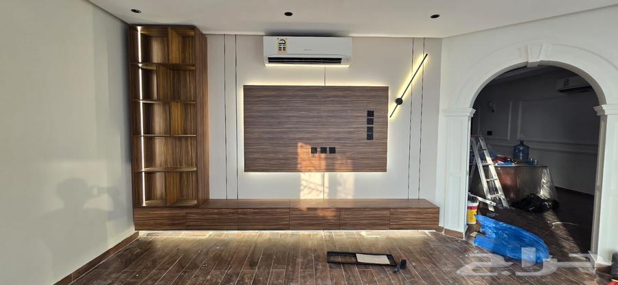 Wallpaper, paint, wood alternative, and marble installation64481401824385112