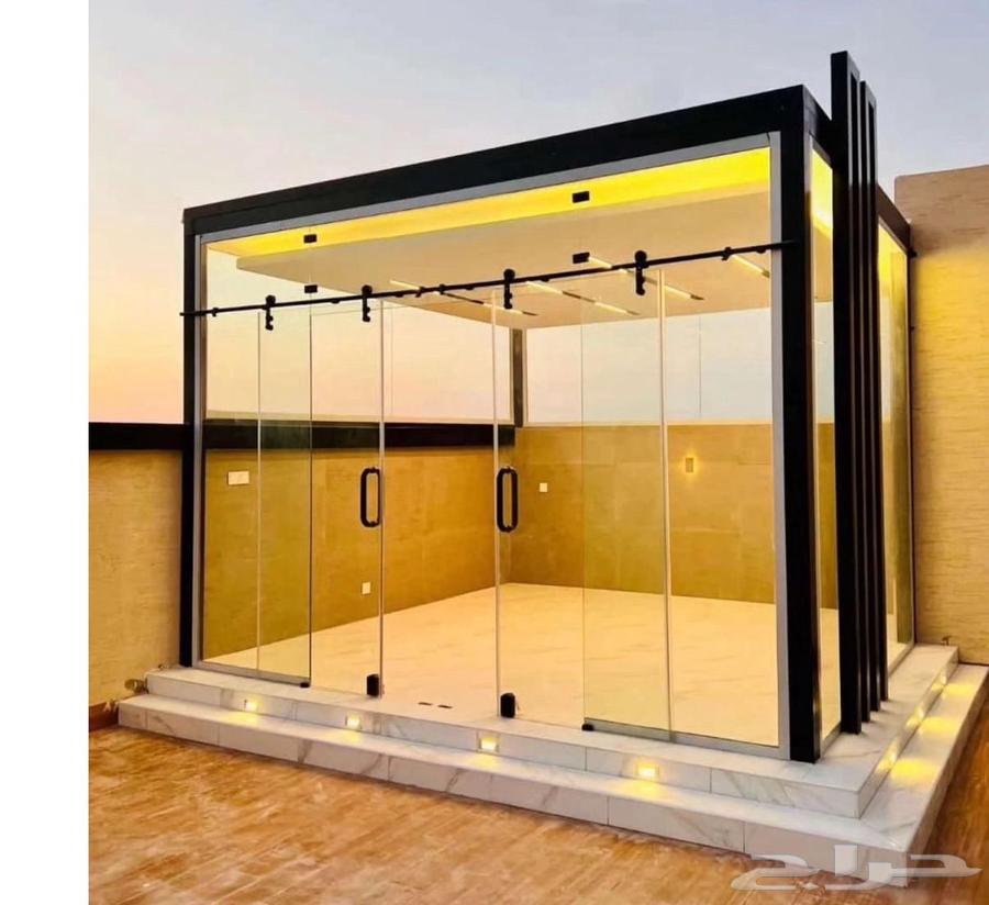 تنسيق الحدائق المنزلية عمل الغرفة الزجاجية وعمل الشلال64501667611649113