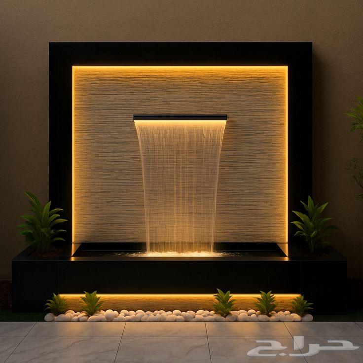 تنسيق الحدائق المنزلية عمل الغرفة الزجاجية وعمل الشلال64501667611649114