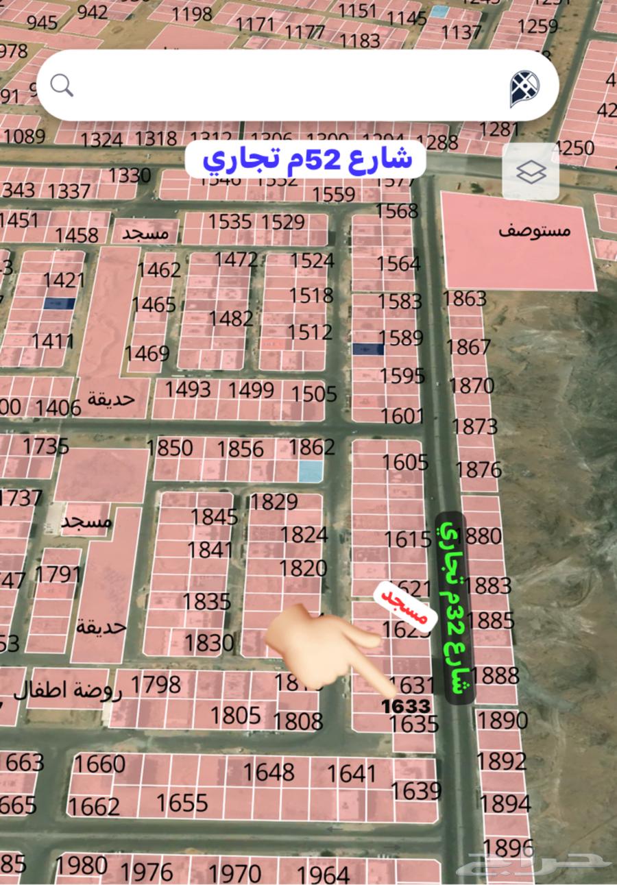 ارض تجارية داخل حد الحرم بمخطط ولي العهد 2 شارع 32م مستوية64513493049729112