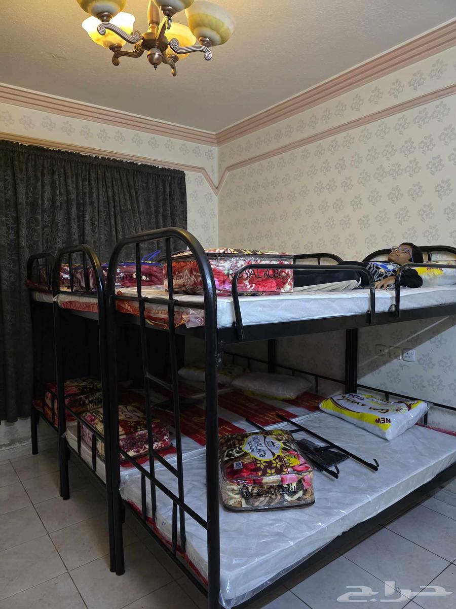 Preparing accommodation for workers: iron bed, iron wardrobe, mattresses, blankets, and pillow64589614533634111