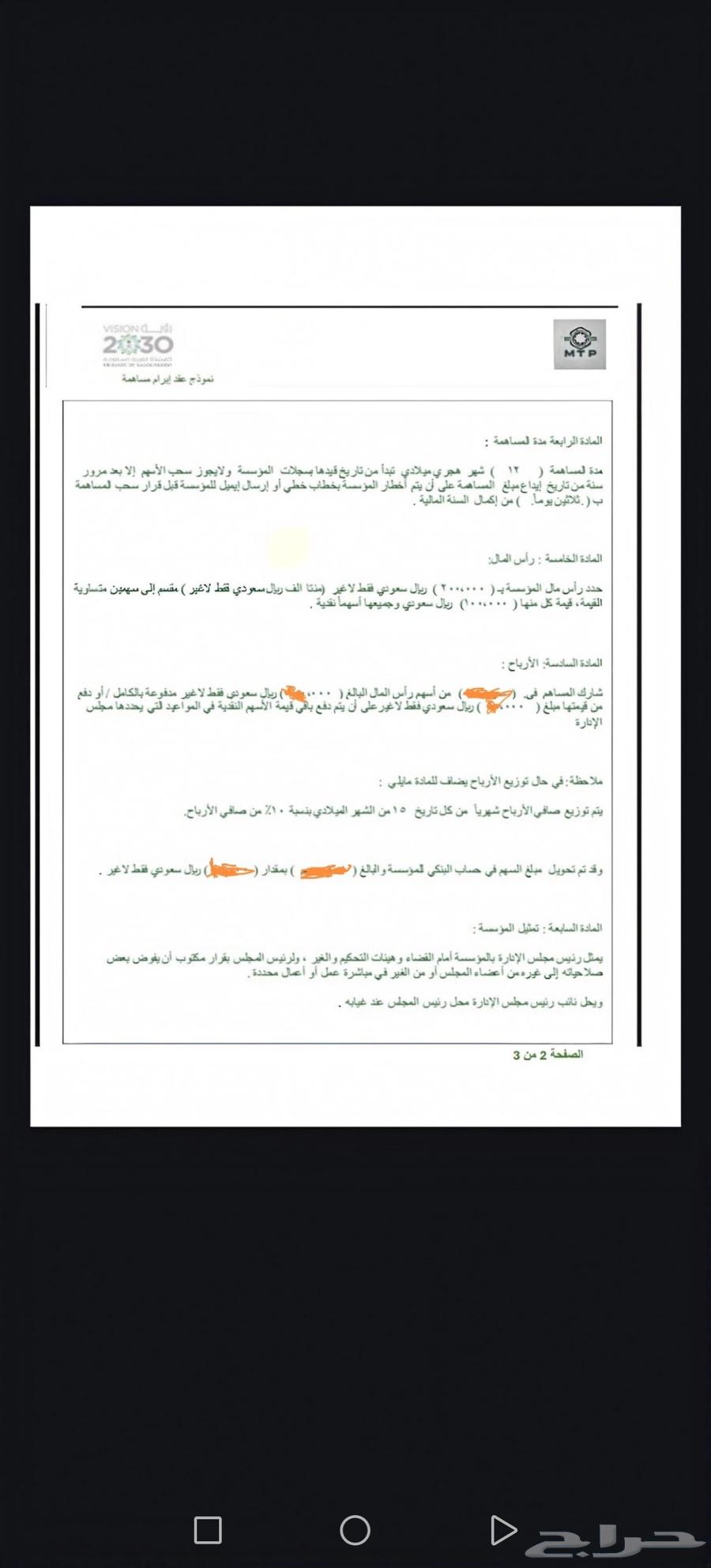 فرصة مساهمه استثماريه في مؤسسه بإرباح شهريه وراس مال ثابت64424333959041111