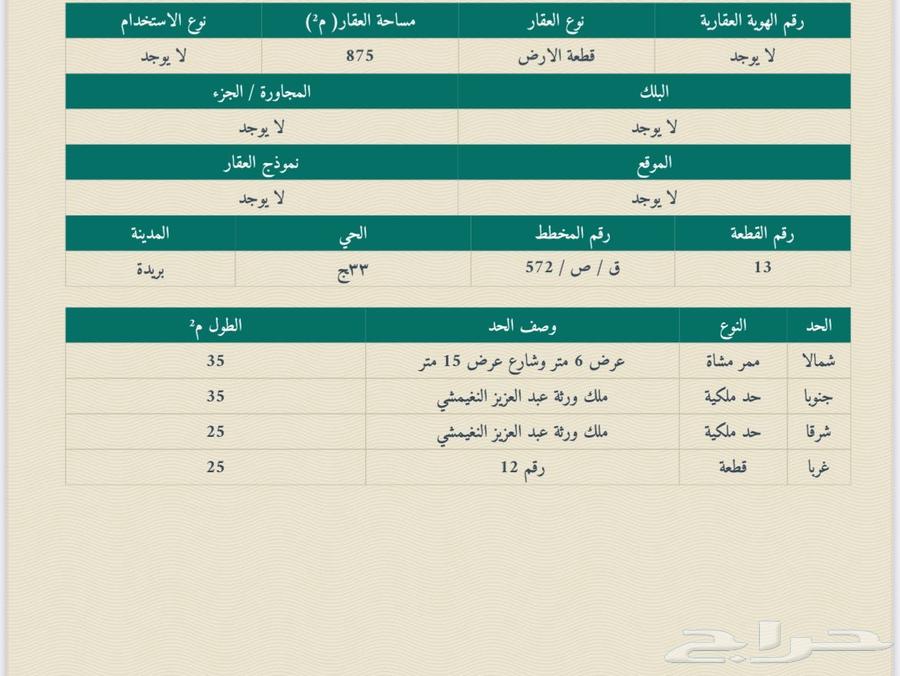 ارض في بريده المليداء مساحة 87564594117266306110