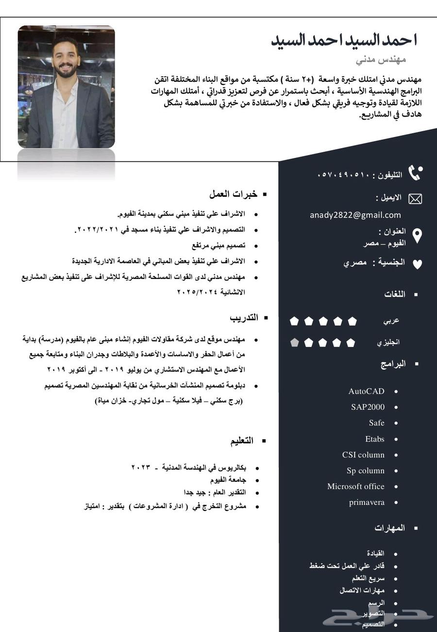 مهندس مدني خبرة سنتين في تنفيذ أعمال الخرسانات والتشطيبات64589729010049110