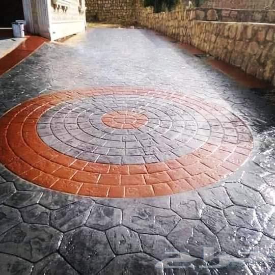 الخرسانة مطبوعة الأرضيات ملونة ديكورات البيوت الحدائق رصيف م64606347652610111