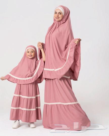 Mother and daughter two-piece prayer set with hijab and skirt63205061053570112